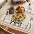 thumbnail image 3 of Hello Spring Placemats Set of 12, Yellow Sunflowers Beige Texture Non-Slip Place Mats Washable Table Mats for Kitchen Dining Table Decorations Indoor/Outdoor, 3 of 9