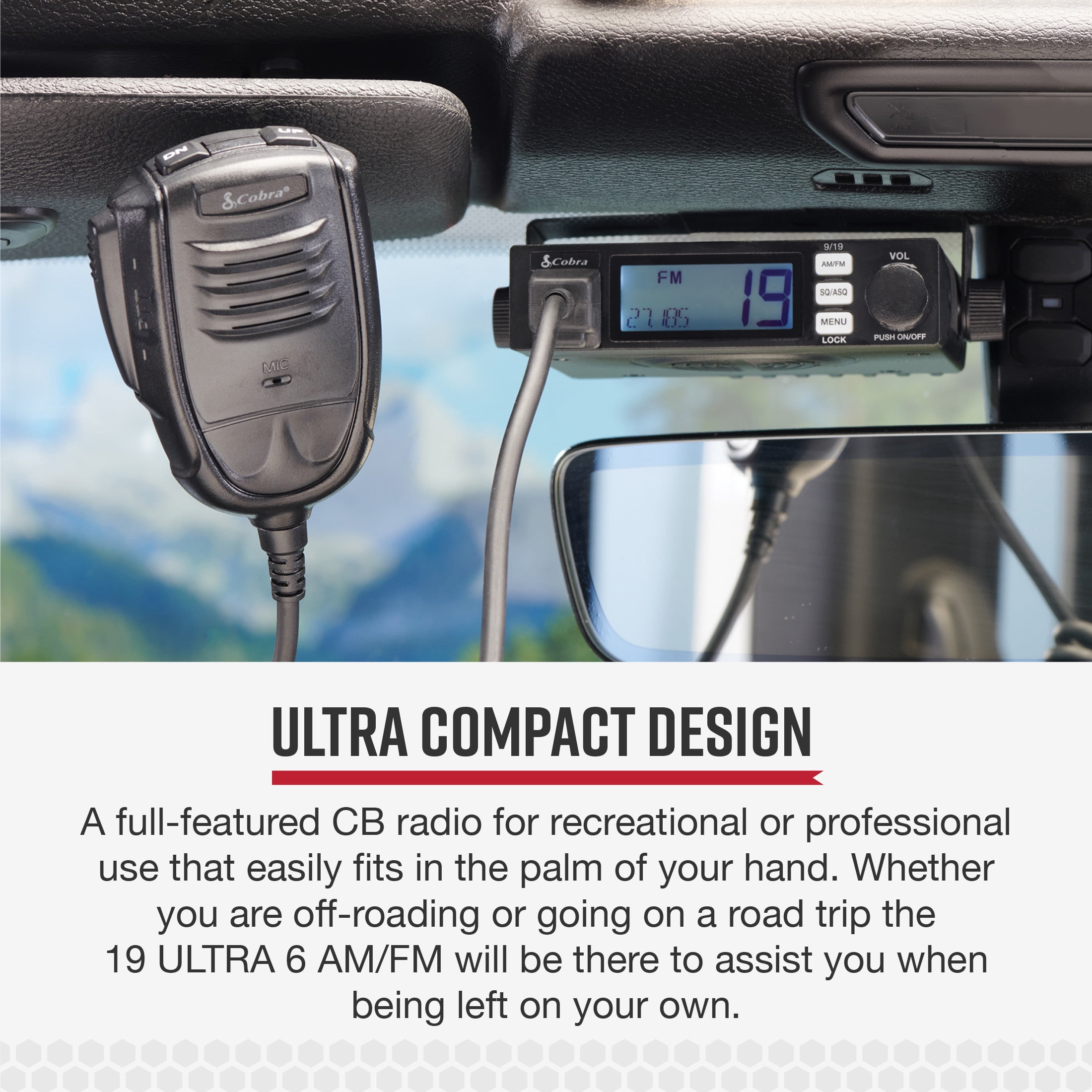 Cobra Cobra 19 Ultra 6 AM/FM CB Radio, Ultra-Compact 40-Channel Recreational Mobile Radio with LCD Display & VOX