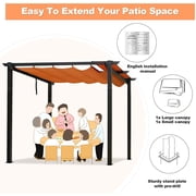 Domi Outdoor Living 10’ X 10’ Outdoor Retractable Pergola with Weather-Resistant Canopy Aluminum Garden Pergola Patio Grill Gazebo for Courtyard