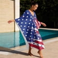thumbnail image 4 of SEANATIVE V Neck Beach Cover Up Kaftan for Women Printed Kaftan Dresses Loose Summer Maxi Dress Lightweight Soft Breathable Vacation Bikini Swimsuit Cover Ups, Stars and Stripes American Flag, 4 of 7