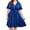 Blue, variant on QUYUON Women's Plus Size Vintage Swing Dress with Belt Solid Color Summer Faux Wrap V-Neck Short Sleeve T-Shirt Dress Casual Loose A-Line Cocktail Party Knee Length Dress Beach Sundress, Black XXL
