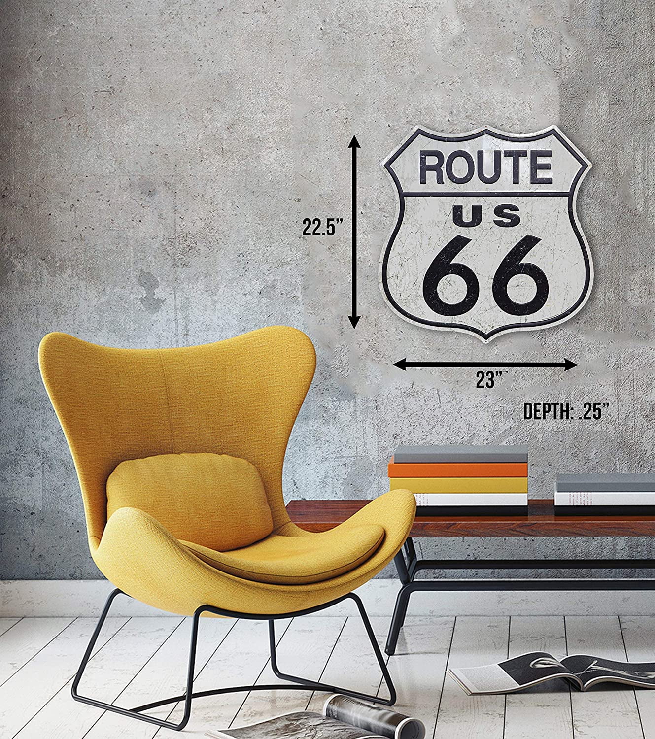 Large Embossed Aluminum Die Cut Route 66 Sign