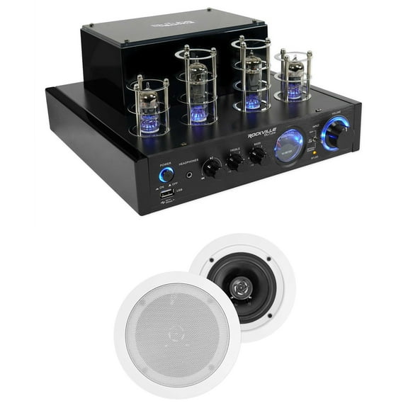Rockville BluTube Tube Amplifier/Home Receiver (2) 5.25" White Ceiling Speakers