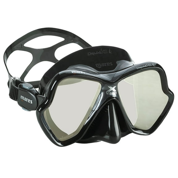 "Mares X-Vision Ultra LiquidSkin Skirt Dive Mask, Black Silver Mirrored Lens"