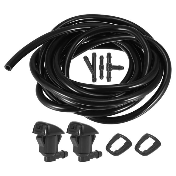 Unique Bargains Front Windshield Wiper Nozzles Kit for Toyota Sienna Tundra Corolla with Gaskets 3 Pcs Hose Connectors 2.5 Meter Fluid Hose - Pack of 6 Black