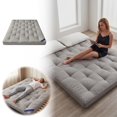 thumbnail image 2 of Soy Fiber Japanese Floor Futon Mattress Breathable Sleeping Pad Mattress Topper Gray 120x200cm For Dorm Guest Room Travel Rest, 2 of 6