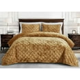 thumbnail image 2 of Chezmoi Collection Lux Caramel Gold Velvet Quilt Oversized King Set, 3-Piece Lush Plush Distressed Velvet Bedding All Season Lightweight Bedspread Brushed Microfiber Reverse with Diamond Stitch, 2 of 9