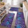 thumbnail image 2 of Purple and Blue Damask Pattern Kitchen Rugs Sets Of 3,Kitchen Runner Rugs Non Skid Washable,Decorative Kitchen Floor Mats for Kitchen,Sink,Laundry,17"x30"+ 17"x47" + 17"x59", 2 of 6