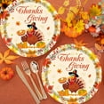thumbnail image 3 of PYYNA-24 Pcs Happy Thanksgiving Disposable Paper Plates Turkey with Maple Leaves Fall Orange Pumpkin Tableware for Thanksgiving Harvest Party Dinning Party Dinner Dessert Plate Supplies (9 inch), 3 of 3