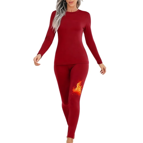Maplenight Womens Thermal Underwear Set Slim Fitted Long Johns for Base Layer Women Cold Weather Top Bottom Winter Warm Loungewear