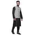 thumbnail image 2 of Atasi Solid Kurta Pajama & Printed Nehru Jacket Set For Mens Party Wear, 2 of 3