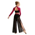 thumbnail image 7 of Doomiva Kids Girls Lyrical Dance Outfit  2 Piece Contemporary Dancewear Sparkly Crop Tops with Mesh Wide Leg Pants Hot Pink 10, 7 of 7