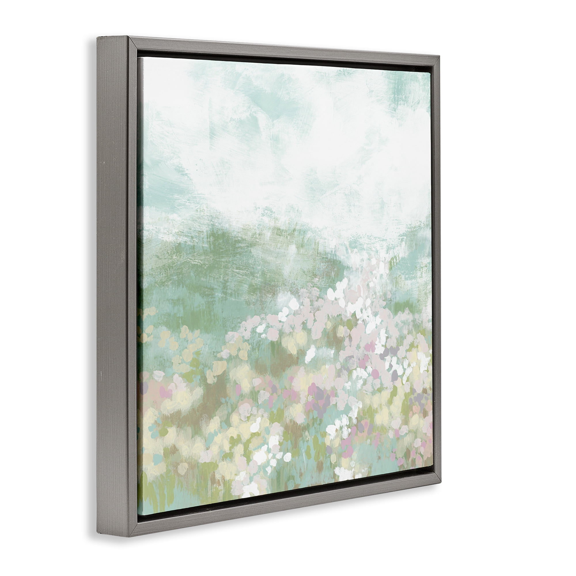 Stupell Industries Rural Countryside Impression Landscape Painting Gray Floater Framed Canvas Art Print Wall Art, 18 x 18