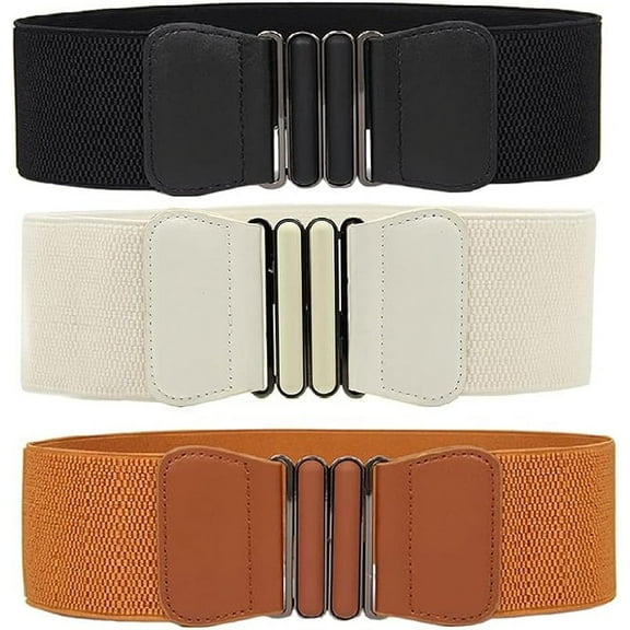Women's Elastic Wide Stretch Waist Cinch Belt Dress