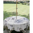 thumbnail image 2 of Outdoor Tablecloth with Umbrella Hole Zipper Blue Chic Floral Round Tablecloth 60" Waterproof Outside Table Cloth Spring Flower Garden Farmhouse Patio Table Cover Tablecloths for Picnic Party, 2 of 8