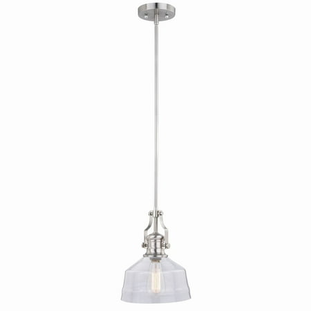 

Vaxcel Beloit Satin Nickel Farmhouse Mini Pendant Ceiling Light Clear Glass