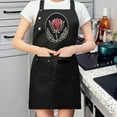 thumbnail image 2 of 2 Pack Adjustable Bib Apron with Decorative Red Flower & Golden Leaves Design 2 Pockets Perfect for Cooking & Chef Use for Men & Women, 2 of 6