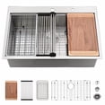 thumbnail image 2 of 28 Inch Drop In Kitchen Sink Workstation-VASOYO 28x20 Drop In Sink Topmount 16 Gauge Deep Stainless Steel Single Bowl Kitchen Sinks with Cutting Board, 2 of 4