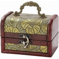 thumbnail image 1 of Mini joyero vintage de madera, cofre del tesoro pirata retro, pequeño cofre del tesoro decorativo europeo de cuero sintético con asa., 1 of 9