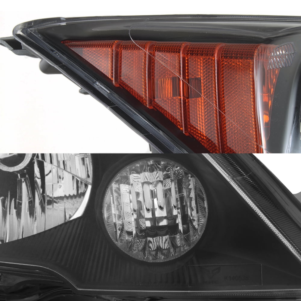 AKKON - For 2007-11 Honda CR-V Headlights Assembly w/Amber Corner Black Housing Clear Lens Full Set