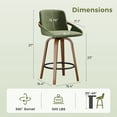 thumbnail image 4 of CDCASA Swivel Bar Stools Set of 2, 26 Inch Counter Height Bar Stools with High Backrest, Linen Wood Upholstered Modern Barstools for Kitchen Counter, Green, 4 of 9