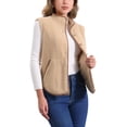 thumbnail image 4 of INSPIRE CHIC Women's Fleece Vest Outerwear with Pockets Button Down Sleeveless 2024 Fall Winter Fashion Fuzzy Vest XL Brown, 4 of 6
