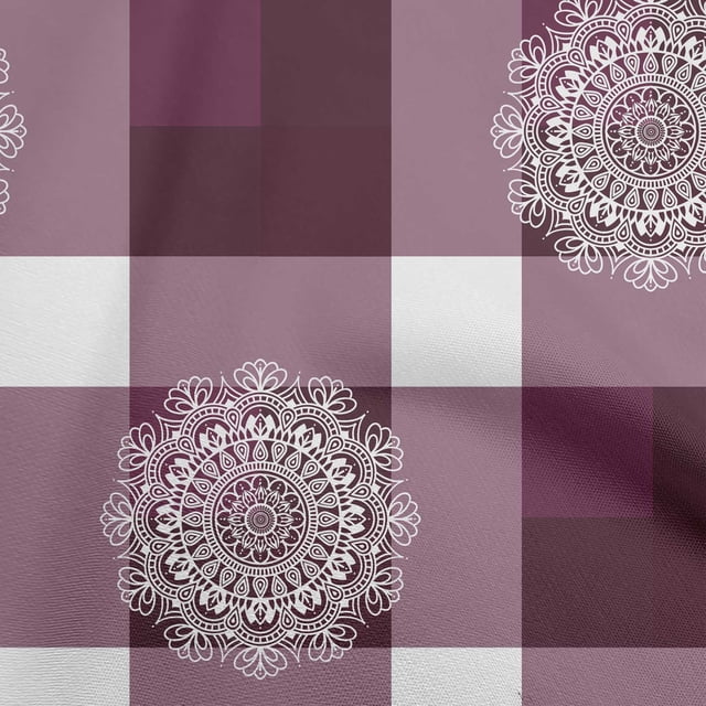 oneOone Cotton Poplin Purple Fabric Asian Block With Check Sewing Craft Projects Fabric Prints By Yard 56 Inch Wide
