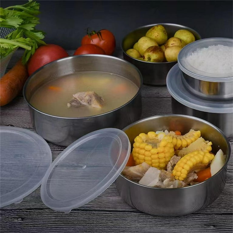 Lieonvis 5 Pcs Mixing Bowls with Lids - Deep Nesting Mixing Bowls for Kitchen Storage - Stainless Steel Large Mixing Bowl Set for Cooking Food Baking