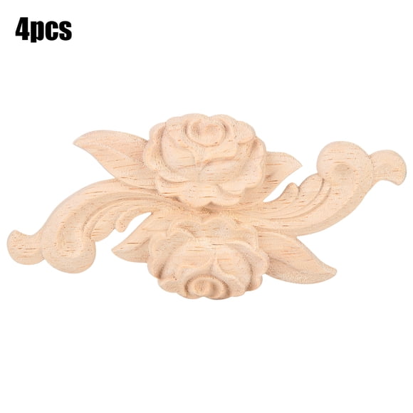 Apliques de esquina, 4 piezas de flores talladas en esquina, apliques de puerta de flores, apliques tallados, verdadera excelencia