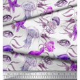 thumbnail image 3 of Soimoi Cotton Duck Fabric Leaves,Starfish & Jellyfish Ocean Print Fabric by The Yard 42 Inch Wide, 3 of 3