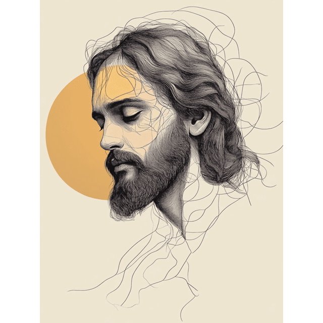 Qisvanset Framed Canvas Wall Art 12x16 Inch Jesus Ascension Boho Minimalist Line Wall Art