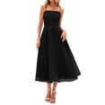 thumbnail image 1 of Vestido PRETTYGARDEN para mujer, de verano, con tirantes finos, midi, negro, 1 of 9