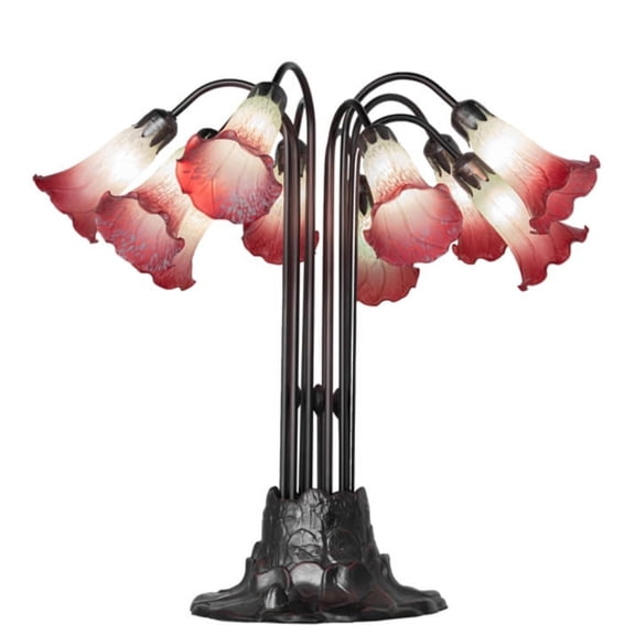 Meyda Tiffany 185081 Tiffany Pond Lily 10 Light 24" Tall Buffet Table Lamp - MultiColor