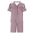 thumbnail image 3 of Men's Smooth Striped Satin Pajama Set Short Sleeve Silk Sleepwear Classic Button Down 2-Piece Pjs Set, 3 of 3