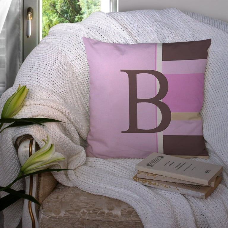Caroline's Treasures Letter B Initial Monogram - Pink Stripes Decorative Canvas Fabric Pillow Cj1005-bpw1414