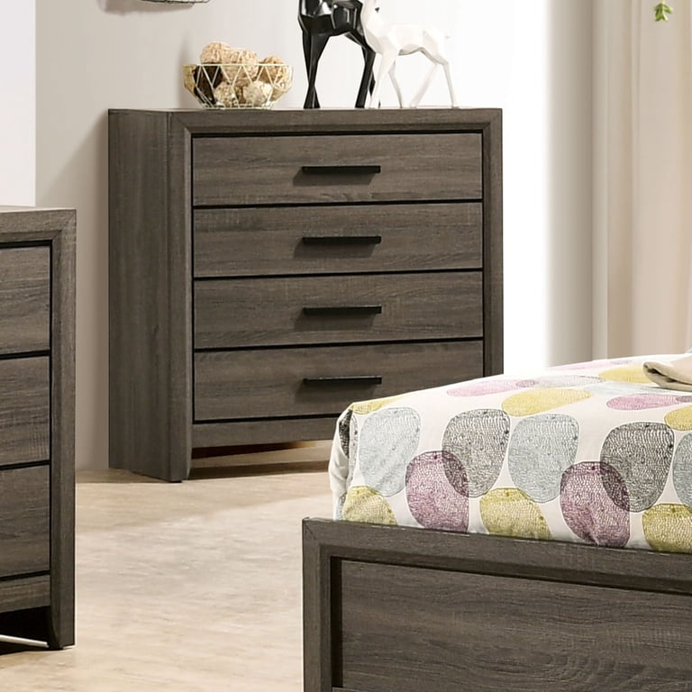 cottage grey dresser Furniture of America Jaq Wood 4-Drawer Chest, Gray Color_Wne