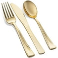 thumbnail image 3 of Munfix 700-Piece Dinnerware Set - 200 Rim Plates, 300 Silverware, 100 Plastic Cups, 100 Linen-Napkins - Gold, 3 of 6