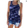 thumbnail image 1 of Veste Sans Manches Camouflage Chemise Col Rond Débardeur Femme Fille Été Veste Ronde Été Haut, Bleu Foncé, S, 1 of 5