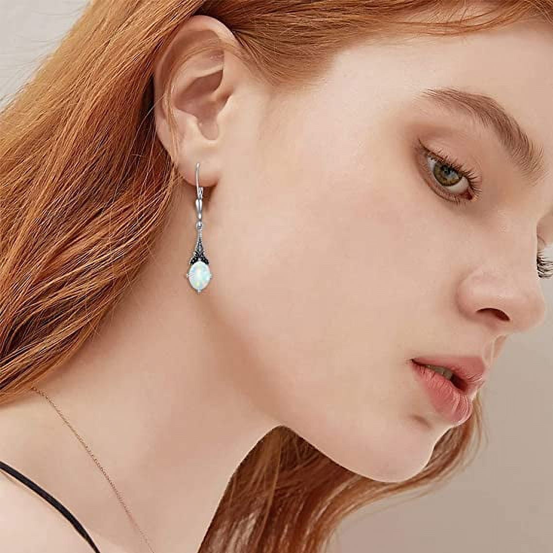 SISGEM Gifts for Her Sterling Silver Drop Dangle Earrings Boho Earrings Opal Earrings Birthday Gifts Jewelry Gifts for Women