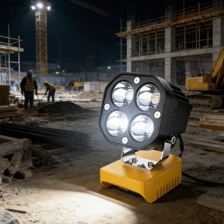40W Cordless LED Work Light for DeWalt 18V/20V Batteries – 6000 Lumens Portable Floodlight with 120°-140° Beam, Die-Cast Aluminum Housing, for Job Site, Auto Repair, Camping & Emergency