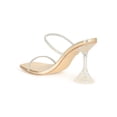 thumbnail image 3 of Women's Square Toe Iridescent Rhinestone Clear Double Strap Mule Heel 20616, 3 of 6
