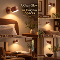 thumbnail image 5 of Rechargeable LED Wall Light, Touch Control Cordless Sconce with Adjustable Lamp Head and Natural Wood Finish, Reading and Accent Lighting for Bedroom, Hallway, Entryway and Living Room, Style B, 5 of 21