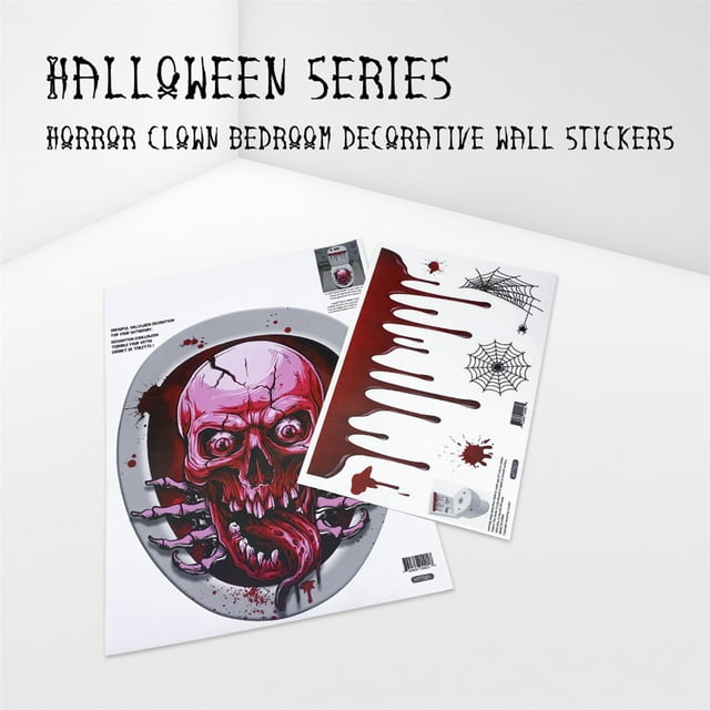 2Pcs Halloween Toilet Seat Cover Sticker Lid Decal DIY Bathroom Home Scary Horror Party Decoration