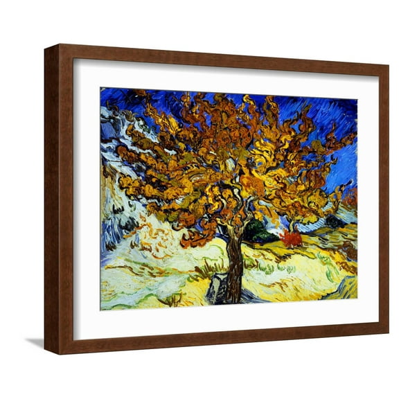 Art.com Mulberry Tree, c.1889 Giclee Print by Vincent van Gogh, Brown Frame Wall Art, 21" x 17"