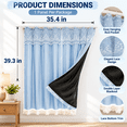 thumbnail image 2 of No-Drill Adhesive Blackout Curtains, Lace Double Layer Thermal Insulated Light-Filtering Drapes, Room Darkening Reusable for Bedroom Bay Window Living Room, Blue, 2 of 7