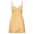 thumbnail image 4 of Las mujeres vestido halter, sexy de corte bajo de encaje de satén patchwork slim fit sin mangas falda de fiesta, 4 of 5