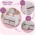 thumbnail image 3 of Badger Basket Wooden Doll Bed with Bed Liner, Pillows and Two Storage Baskets - Fits 18-Inch Dolls, White/Rose, 3 of 5