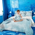 thumbnail image 4 of meiyoeat Sea Turtle 7Pcs Queen Bedding For Boys,Watercolor Blue Coral Bedding Comforter Set Queen For Kids,Reversible, 4 of 7