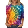 thumbnail image 2 of Viikei Classic Festive Women's 3/4 Sleeve Round Neck Top,Women Fashion Casual Printed Round Neck Three Quarter Sleeve 3/4 Sleeve T-shirt Loose Multicolor XL, 2 of 5