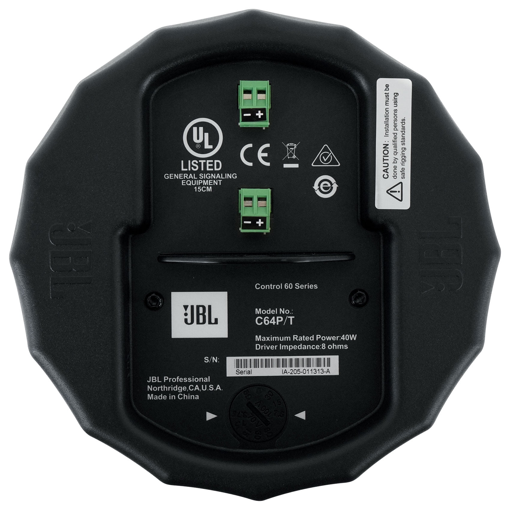 4) JBL Control 64P/T 4" 30w Commercial 70v Black Hanging Pendant Speakers C64P/T